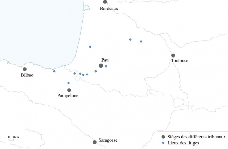 Figure 2. Répartition des plaintes formulées par les cagots (xvie-xviiie siècles)